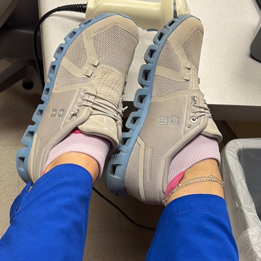 ON Running Beige and Blue Sneakers
